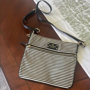 Kate Spade Black and White Striped Crossbody Bag